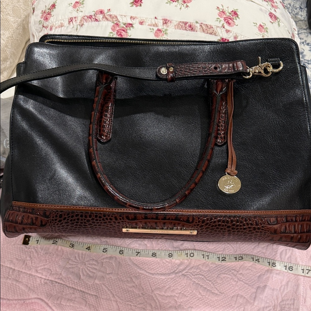 Brahmin Black and Brown Satchel